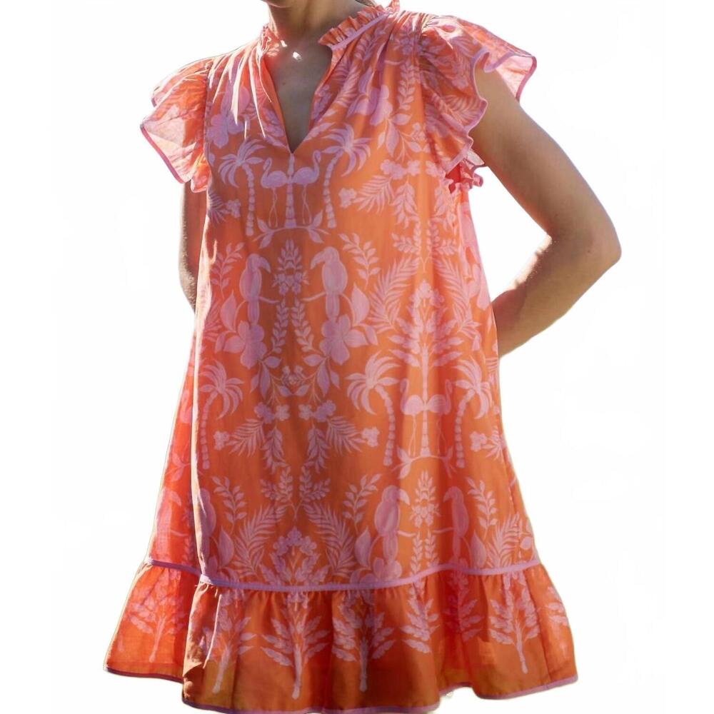 NEW SUGARLIPS toucan jungle print shift dress in pink-orange multi - Picture 6 of 6